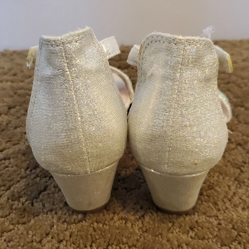 Girls Falls Creek Rhinestones Wedge Party Dress Shoes Size 13  Silver NWT